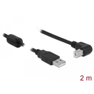 Delock Cable USB 2.0 Type-A male > USB 2.0 Type-B male angled 2 m black