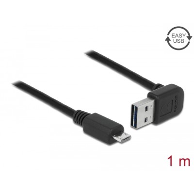 Delock Cable EASY-USB 2.0 Type-A male angled up / down > USB 2.0 Type Micro-B male 1 m