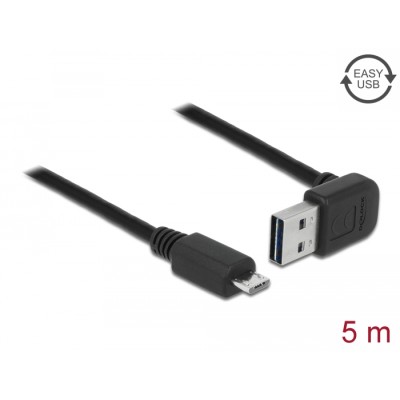 Delock Cable EASY-USB 2.0 Type-A male angled up / down > USB 2.0 Type Micro-B male 5 m