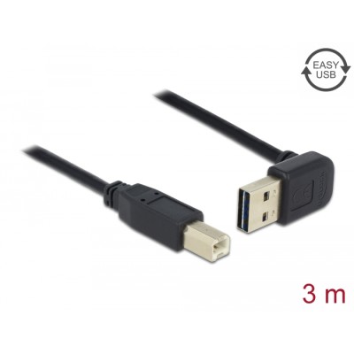 Delock Cable EASY-USB 2.0 Type-A male angled up / down > USB 2.0 Type-B male 3 m