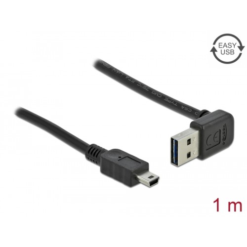 Delock Cable EASY-USB 2.0 Type-A male angled up / down > USB 2.0 Type Mini-B male 1 m