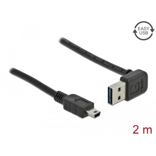 Delock Cable EASY-USB 2.0 Type-A male angled up / down > USB 2.0 Type Mini-B male 2 m