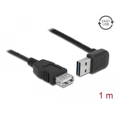 Delock Extension cable EASY-USB 2.0 Type-A male angled up / down > USB 2.0 Type-A female black 1 m