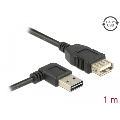 Delock Extension cable EASY-USB 2.0 Type-A male angled left / right > USB 2.0 Type-A female 1 m