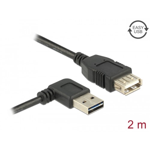 Delock Extension cable EASY-USB 2.0 Type-A male angled left / right > USB 2.0 Type-A female 2 m