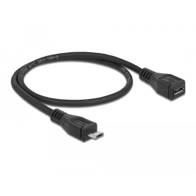 Delock Extension cable USB 2.0 type Micro-B male > USB 2.0 type Micro-B female 0.5 m 2