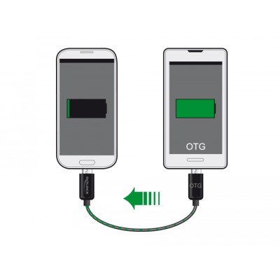 Delock Power Sharing Cable Micro USB-B male > Micro USB-B male OTG 2