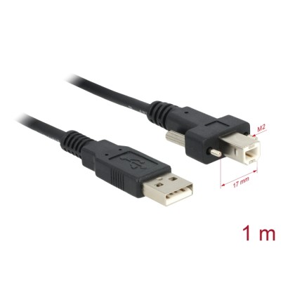 Delock Cable USB 2.0 type A male > USB 2.0 type B male with screws 1 m