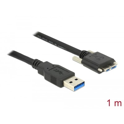 Delock Cable USB 3.0 type A male > USB 3.0 type Micro-B male with screws 1 m