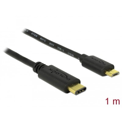 Delock Cable USB Type-C™ 2.0 male > USB 2.0 Type Micro-B male 1.0 m black