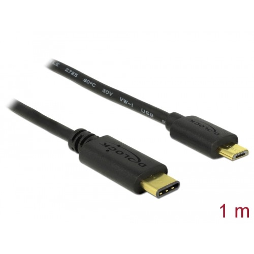 Delock Cable USB Type-C™ 2.0 male > USB 2.0 Type Micro-B male 1.0 m black
