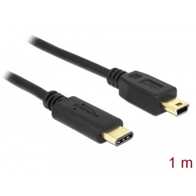 Delock Cable USB Type-C™ 2.0 male > USB 2.0 Type Mini-B male 1.0 m black