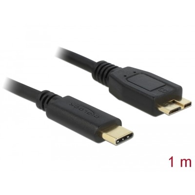 Delock Cable SuperSpeed USB 10 Gbps (USB 3.1, Gen 2) USB Type-C™ male > USB type Micro-B male 1 m black