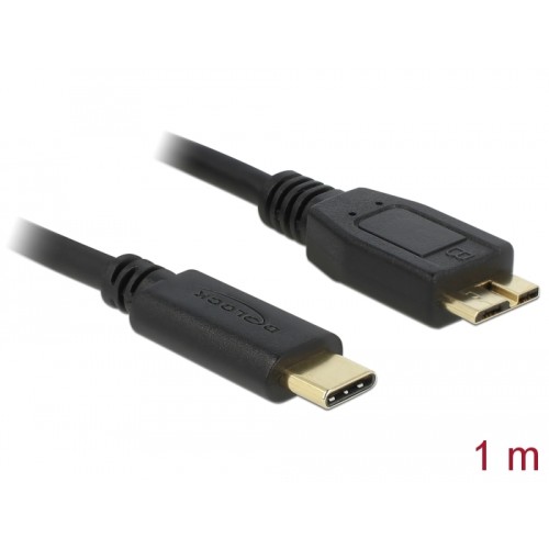 Delock Cable SuperSpeed USB 10 Gbps (USB 3.1, Gen 2) USB Type-C™ male > USB type Micro-B male 1 m black