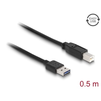 Delock Cable EASY-USB 2.0 Type-A male > USB 2.0 Type-B male 0,5 m black