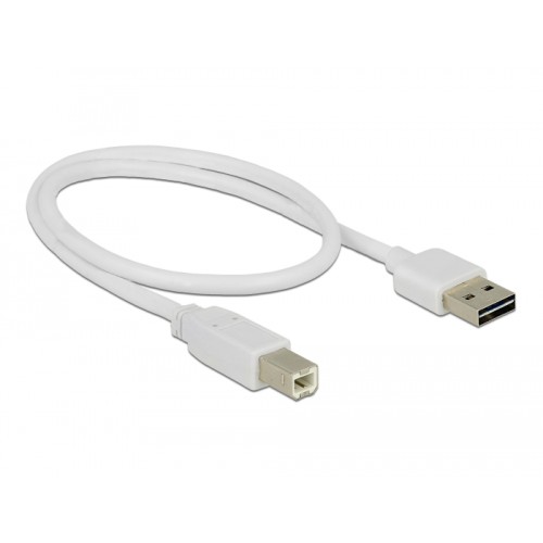 Delock Cable EASY-USB 2.0 Type-A male > USB 2.0 Type-B male 0,5 m white