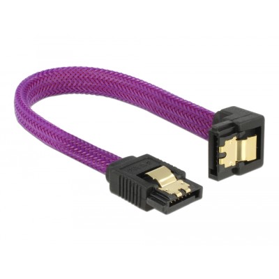 Delock SATA 6 Gb/s Cable straight to downwards angled 10 cm violet 2