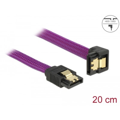 Delock SATA 6 Gb/s Cable straight to downwards angled 20 cm violet
