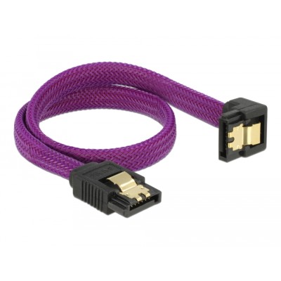 Delock SATA 6 Gb/s Cable straight to downwards angled 30 cm violet 2