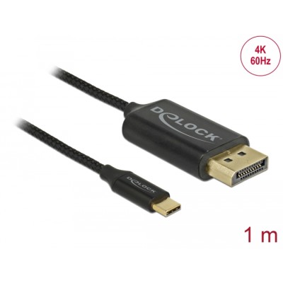 Delock USB cable Type-C to DisplayPort (DP Alt Mode) 4K 60 Hz 1 m coaxial