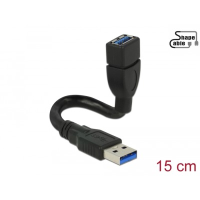 Delock Cable USB 3.0 Type-A male > USB 3.0 Type-A female ShapeCable 0.15 m