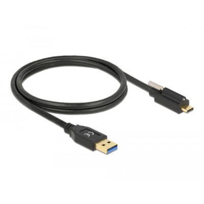 Delock SuperSpeed USB 10 Gbps (USB 3.2 Gen 2) Cable Type-A male to USB Type-C™ male with screw on top 1 m 2