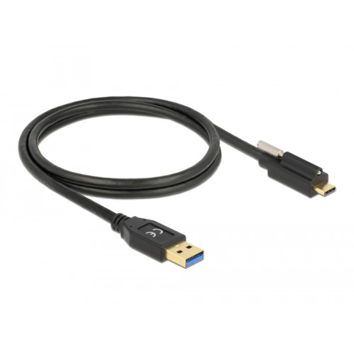 Delock SuperSpeed USB 10 Gbps (USB 3.2 Gen 2) Cable Type-A male to USB Type-C™ male with screw on top 1 m