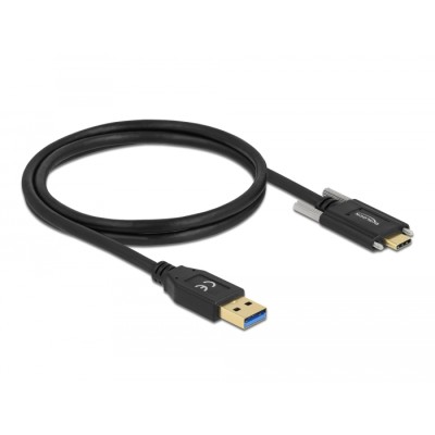 Delock SuperSpeed USB 10 Gbps (USB 3.2 Gen 2) Cable Type-A male to USB Type-C™ male with screws on the sides 1 m 2