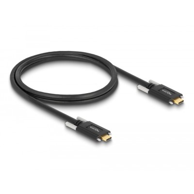 Delock Cable SuperSpeed USB 10 Gbps (USB 3.1 Gen 2) USB Type-C™ male > USB Type-C™ male with screws on the sides 1 m black 2