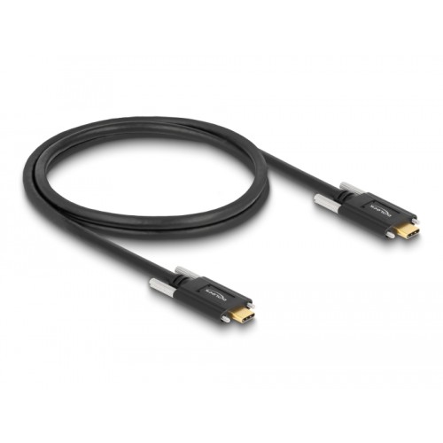 Delock Cable SuperSpeed USB 10 Gbps (USB 3.1 Gen 2) USB Type-C™ male > USB Type-C™ male with screws on the sides 1 m black