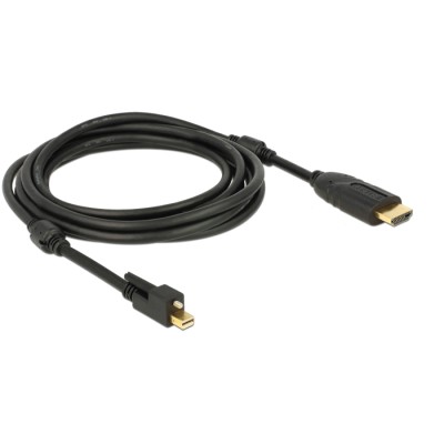Delock Cable mini DisplayPort 1.2 male with screw > HDMI male 4K Active black 3 m 2