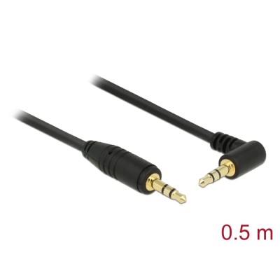 Delock Stereo Jack Cable 3.5 mm 3 pin male  male angled 0.5 m black