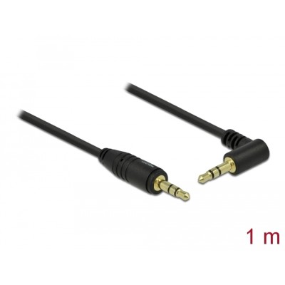 Delock Stereo Jack Cable 3.5 mm 3 pin male  male angled 1 m black