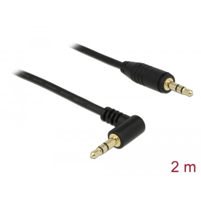 Delock Stereo Jack Cable 3.5 mm 3 pin male  male angled 2 m black