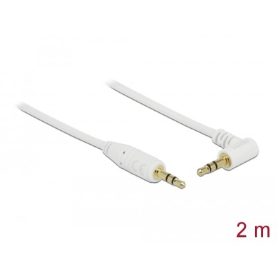 Delock Stereo Jack Cable 3.5 mm 3 pin male  male angled 2 m white