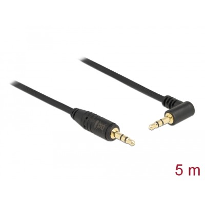 Delock Stereo Jack Cable 3.5 mm 3 pin male  male angled 5 m black