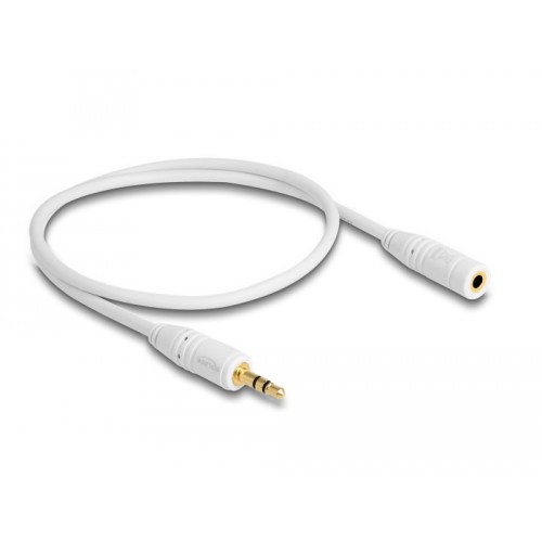 Delock Stereo Jack Extension Cable 3.5 mm 3 pin male > female 0.5 m white