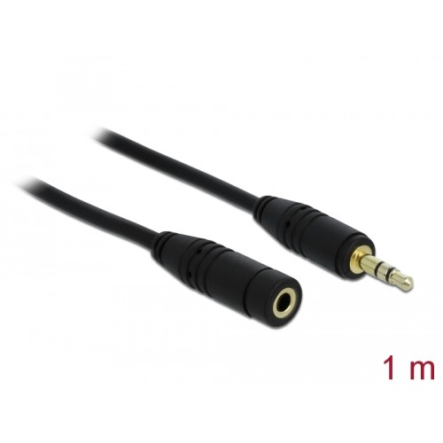 Delock Stereo Jack Extension Cable 3.5 mm 3 pin male  female 1 m black