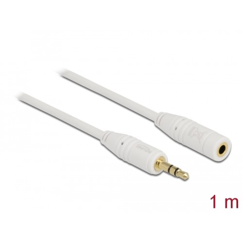 Delock Stereo Jack Extension Cable 3.5 mm 3 pin male > female 1 m white