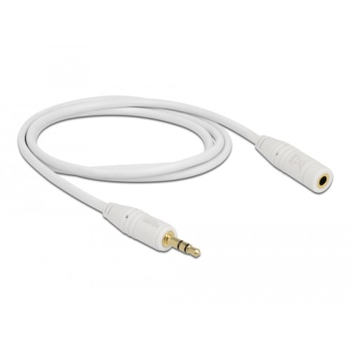 Delock Stereo Jack Extension Cable 3.5 mm 3 pin male > female 1 m white