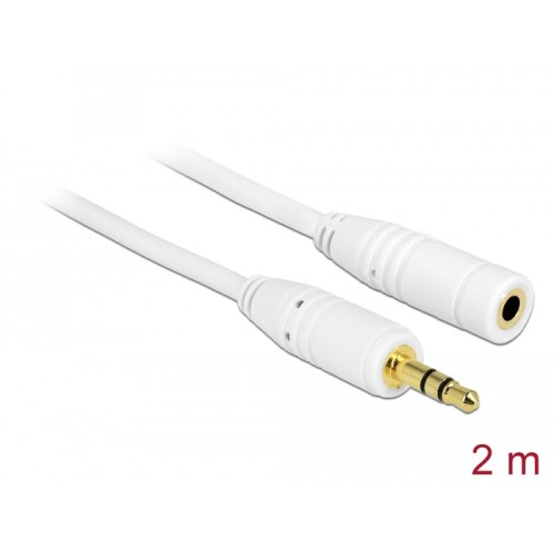 Delock Stereo Jack Extension Cable 3.5 mm 3 pin male  female 2 m white