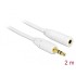 Delock Stereo Jack Extension Cable 3.5 mm 3 pin male-female 2 m white