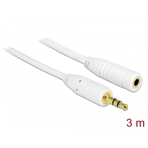 Delock Stereo Jack Extension Cable 3.5 mm 3 pin male-female 3 m white