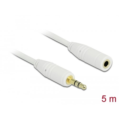 Delock Stereo Jack Extension Cable 3.5 mm 3 pin male-female 5 m white