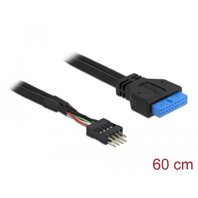 Delock Cable USB 3.0 pin header female-USB 2.0 pin header male 60 cm