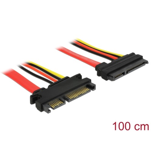 Delock Extension cable SATA 6 Gb/s 22 pin plug  SATA 22 pin receptacle (5 V + 12 V) 100 cm