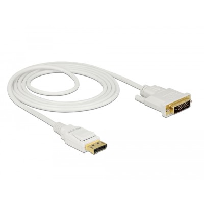 Delock Cable DisplayPort 1.2 male > DVI 24+1 male passive 4K 30 Hz 2 m white 2
