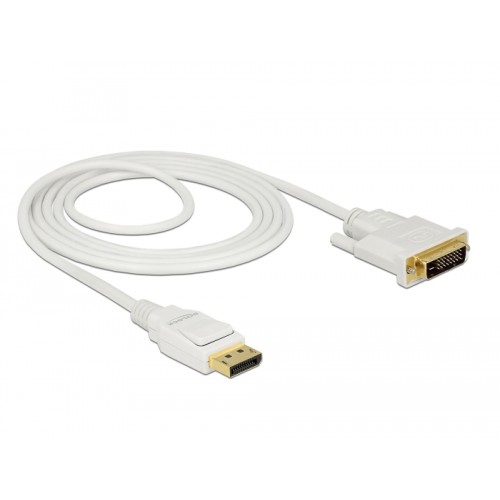 Delock Cable DisplayPort 1.2 male > DVI 24+1 male passive 4K 30 Hz 2 m white