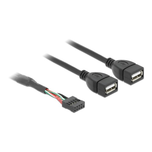 Delock USB Cable Pin header female -2 x USB 2.0 type-A female 40 cm