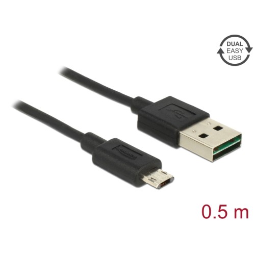 Delock Cable EASY-USB 2.0 Type-A male > EASY-USB 2.0 Type Micro-B male 0,5 m black